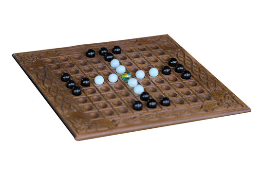 Nine Men Morris is a strategy board game for two players. Players aim to form mills-three of their pieces in a row isolated on transparent background.
