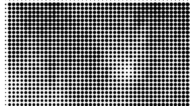 Black and white halftone dotted pattern animation background, abstract comic style dot texture motion graphic loop