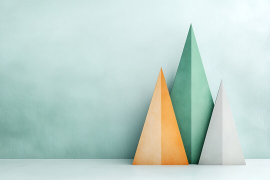 Colorful geometric shapes on pastel background showcasing minimalistic modern design aesthetic