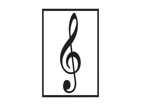 Music treble clef symbol, black vector icon, musical notation sign, sound wave element