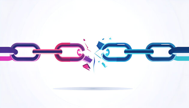 Vector chain with broken link symbolizes freedom strength and independence concept