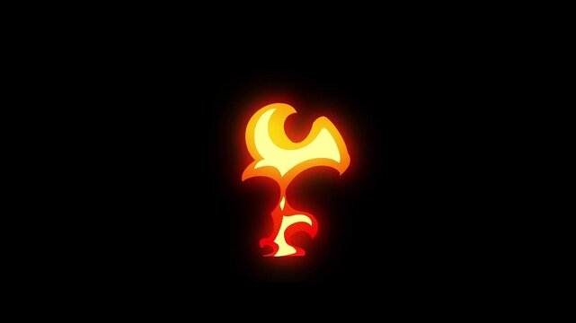 Fire spark flash FX, cartoon style blaze smoke explosion, splash 2D energy burst, hand drawn spark transition, burning fire explosion elements loop animation on black screen background.