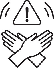 Fototapeta premium Warning sign with hands crossed underneath