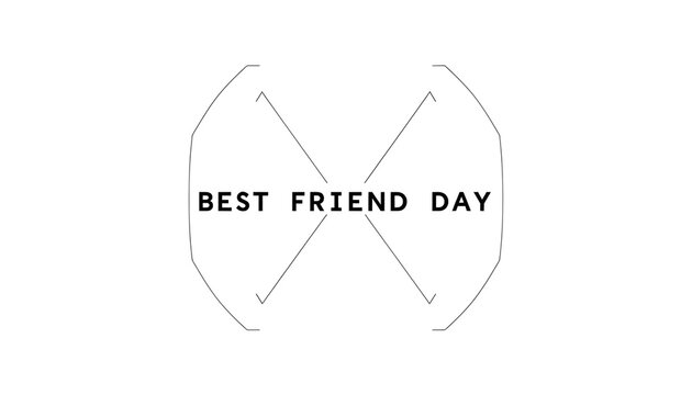 A minimalist graphic design celebrating Best Friend Day with a stylized infinity symbol and bold text on a clean white background