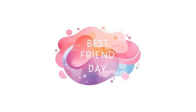 A colorful illustration celebrating Best Friend Day with a vibrant pink and purple design