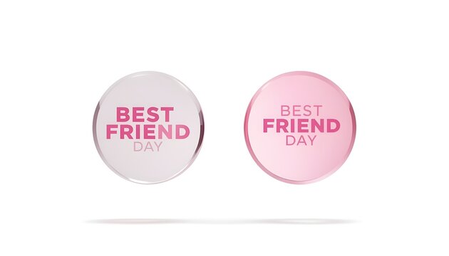 Two pink and white badges celebrating Best Friend Day on a plain background