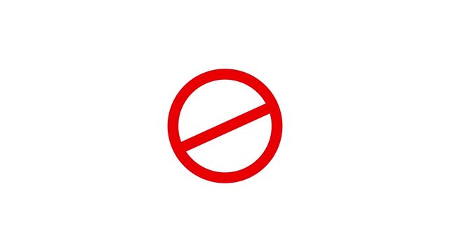 Red prohibition sign icon symbolizing forbidden or restricted action. Empty ban sign with bold red circle and diagonal slash, isolated on black background. I