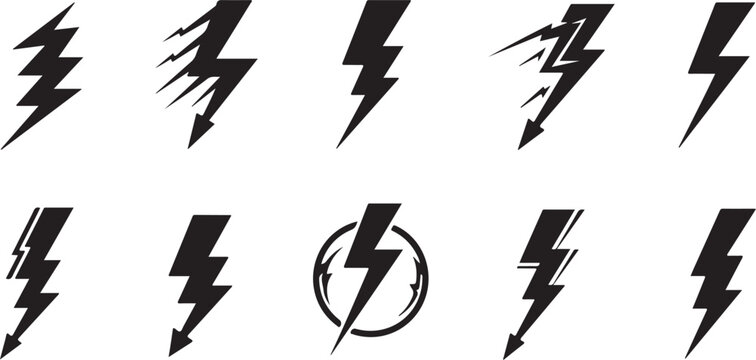 Lightning bolt emblem in circle. Energy symbol, power icon, electricity sign. Electric charge pictogram, thunder warning design. Thunderbolt simple logo, light flash, fast battery charger vector
