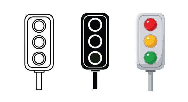 traffic light icons set vector illustration - Minimalist, flat icon, outline, glyph, linear, clipart, sticker - icon set