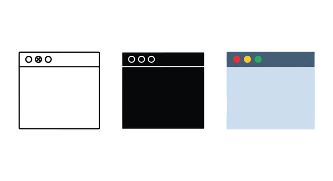 minimalist browser icon set vector - Solid vector icons  - Clipart, sticker - icon set