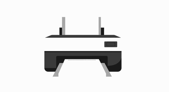 Simple illustration of a modern office printer with paper feeding out, representing printing and document output