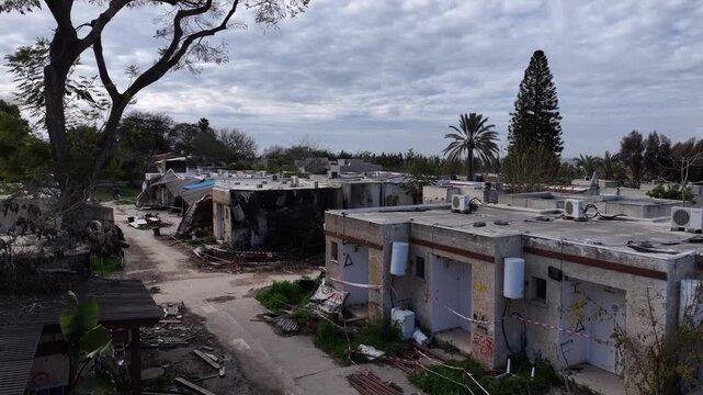 Aerial Kfar Aza destroyed homes aftermath invasion Israel

Drone footage Kfar Aza destroyed houses aftermath invasion damage Israel October 7 2025


