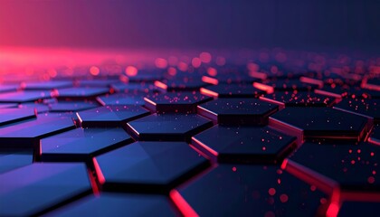 Fototapeta premium Abstract futuristic black and red hexagon network background