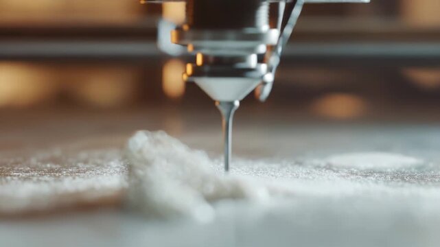 Cnc machine spindle tool precisely cutting and shaping a light colored material, a process representing industrial manufacturing, automation, development, and engineering technology