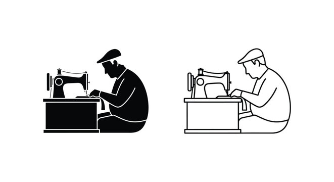 Sewing machine workers Vector