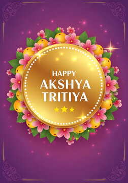 Happy Akshya Tritiya greeting card with floral design