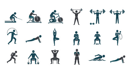 Obraz premium Athletes engage in various fitness activities with equipment and exercises.