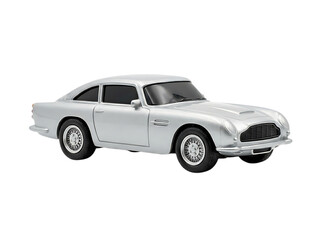 Obraz premium White toy model of a classic car on a black background