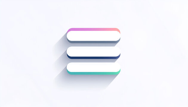 Hamburger menu icon with rounded rectangles pastel gradients clean 3D style design