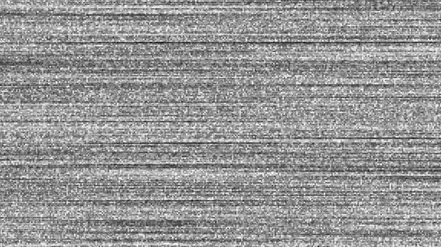 Analog TV static noise texture overlay with horizontal stripe distortion, VHS glitch interference, black and white snow effect, no signal screen background, retro CRT flicker pattern for seamless loop