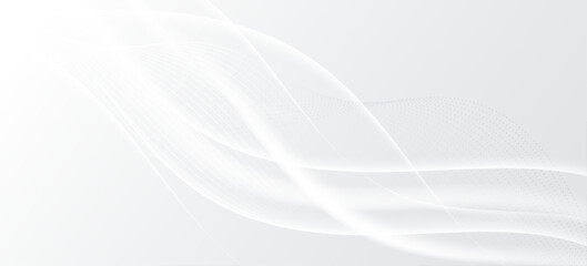Naklejka premium Minimal white abstract background with smooth flowing lines.
