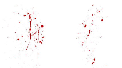 Red blood splatter and artistic drips on transparent background for horror. © Creative Png