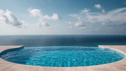 Fototapeta premium Infinity pool reflecting sky overlooking open ocean