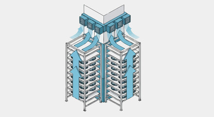 Fototapeta premium 3D illustration of industrial air flow system.
