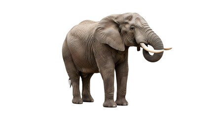 Fototapeta premium A majestic elephant standing alone with tusks and large ears