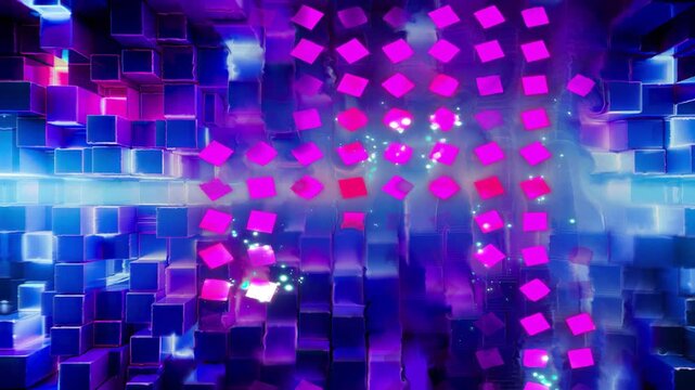 Colorful Shapes Move and Shift Over an Abstract Background While Creating a Unique Visual Pattern and Animation