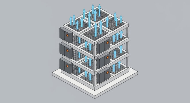 3D illustration of a building foundation.