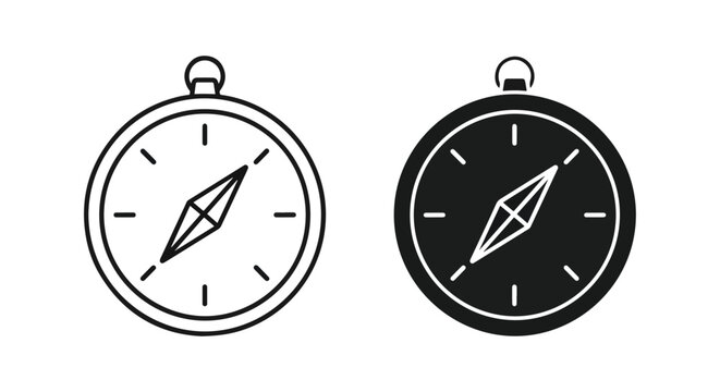 Navigation compass icon set vector - logo icons vector set. Blue, Black and white icons