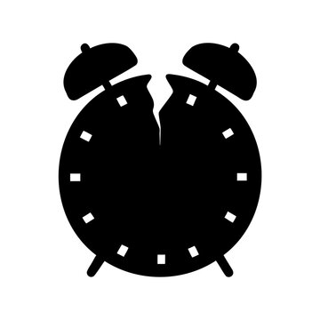 Broken alarm clock icon symbolizing lost time, urgency, or disrupted schedule Vector, illustration