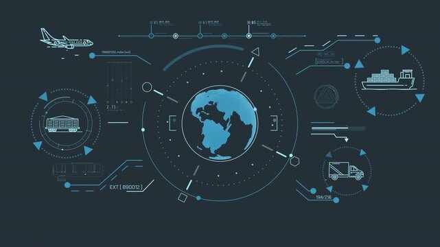 Infographics about digital logistics and interconnected transportation systems