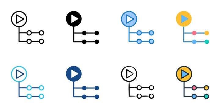 GitHub Actions icons set multiple style collection. Editable stroke 
