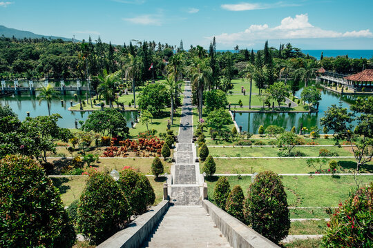 Stairs and pathway in a tropical garden