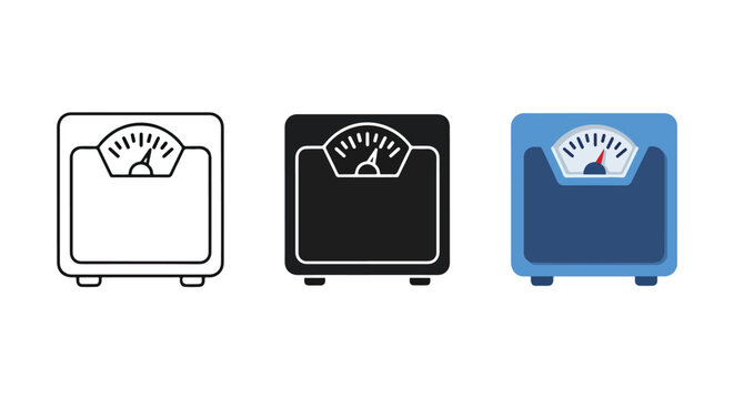 Set of three digital weight scale icons - Blue icon set - Modern style icon  - Glyph and solid icon set - Icon vector