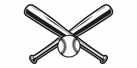 A crossed pair of baseball bats with a baseball in the center © Prosanta