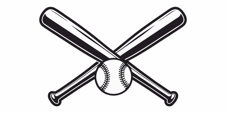 A crossed pair of baseball bats with a baseball in the center