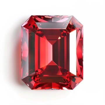 Radiant red gemstone with facets