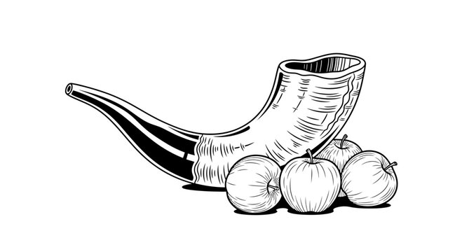 cornucopia with apples, horn of plenty