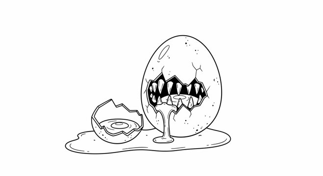 cracked egg with monster face