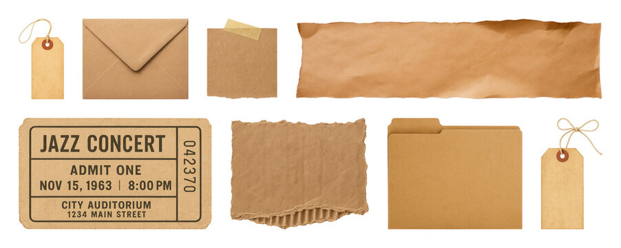 PNG Vintage paper stationery collection on transparent background