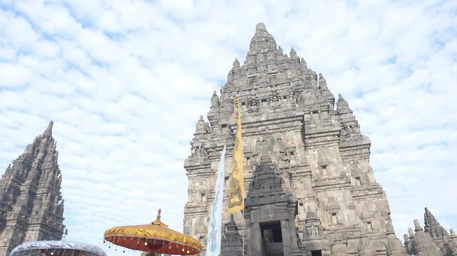 Prambanan temple complex, a Hindu temple in Yogyakarta, Indonesia, during sunny weather