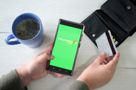 Mexico City, Mexico - Jan 28, 2025: Bodega Aurrera online for mobile and laptop shopping is a Mexican discount supermarket chain famous for its character Mama Lucha