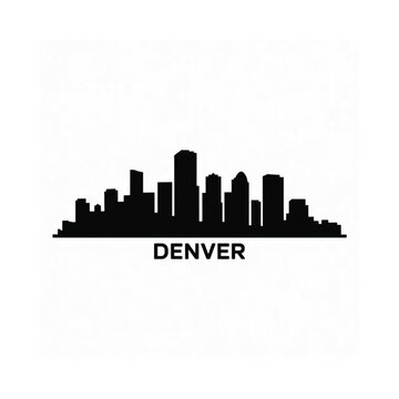 Silhouette of the denver skyline with the city s name below it