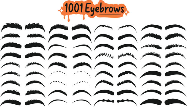 Eyebrow shapes, eyebrow designs, vector eyebrows, 1001 eyebrows