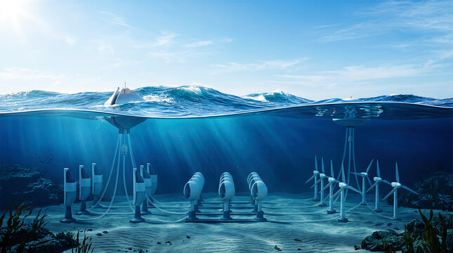 Underwater renewable energy tidal power plant concept