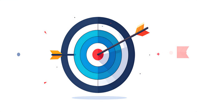 Bullseye target with arrow hitting center in modern flat design precise accuracy