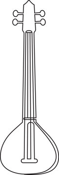 Traditional indian bowed string instrument sarangi continuous line art